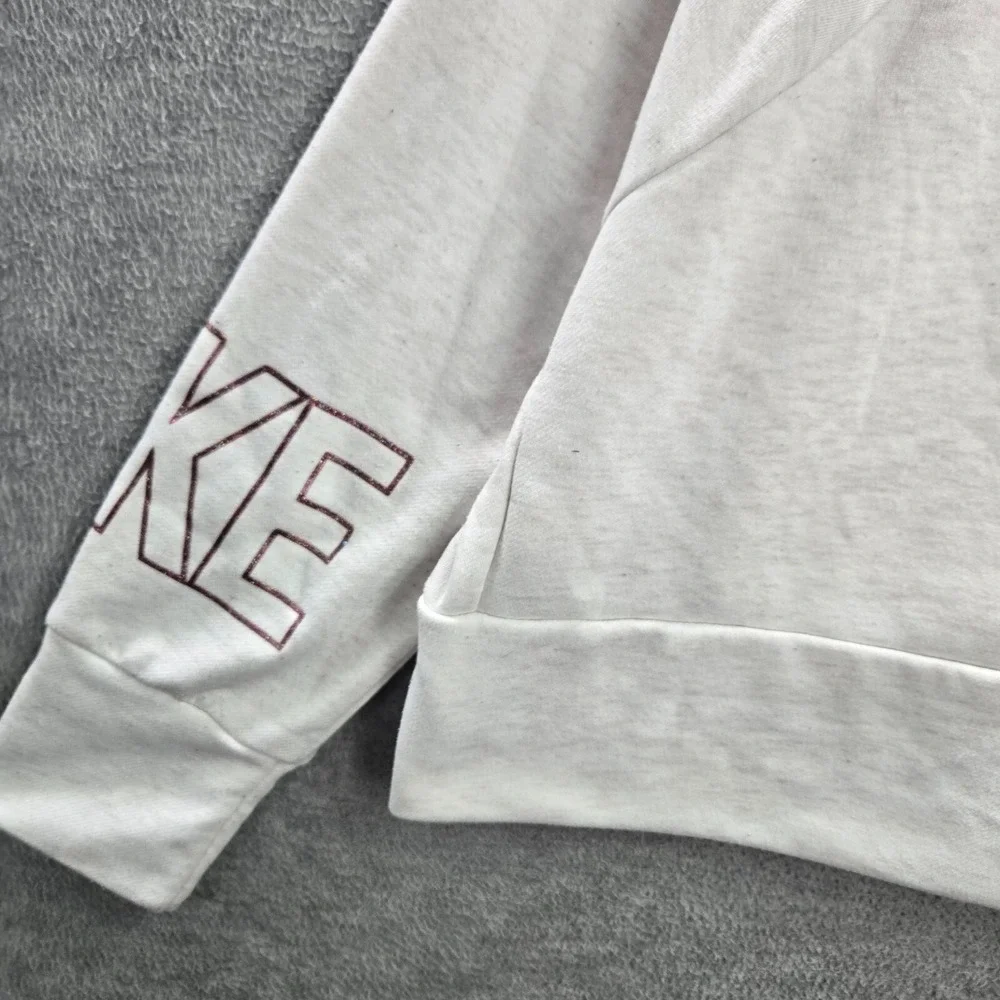 Nike Women Sweatshirt‎ XL White Center Swoosh Dri Fit Cropped Logo Pullover